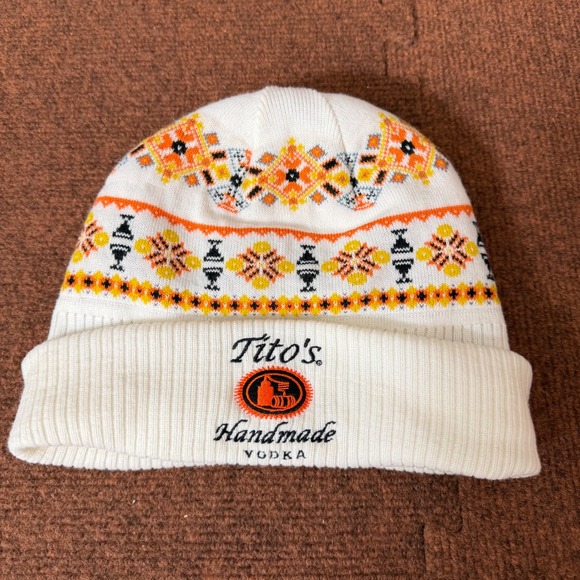 Tito's Handmade Vodka Other - Tito's Handmade Vodka Beanie White Fair Isle Knit Fleece Lined Winter Hat